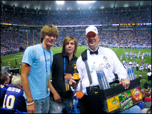 Toby and Tanner, two Metrodome virgins enjoying their first NFL preseason game, Cowboys @ Vikings 2007.