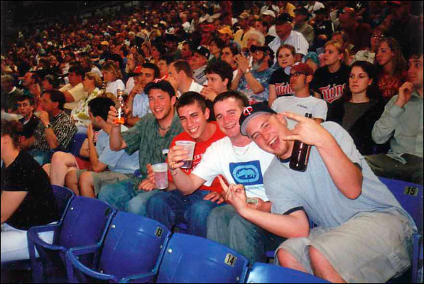 Ryan and friends partying @ Twins Game.